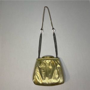 Vintage Ande Gold Metallic Shoulder Bag w Chain